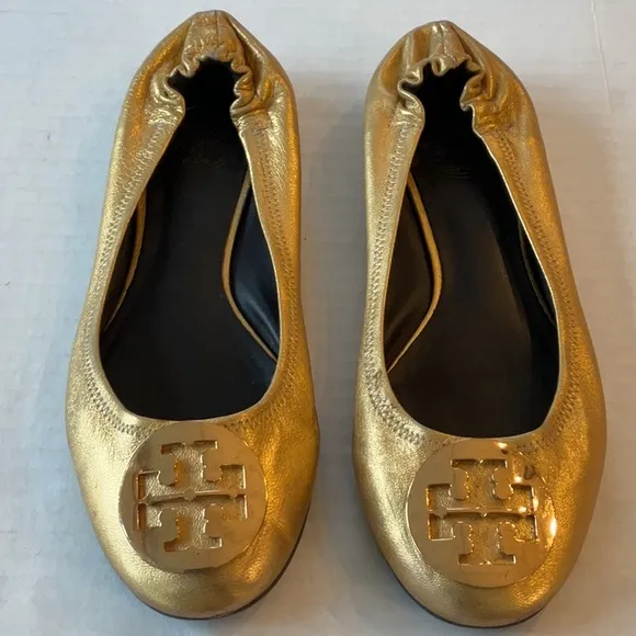 Tory Burch gold ballet flats size 8