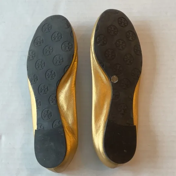 Tory Burch gold ballet flats size 8