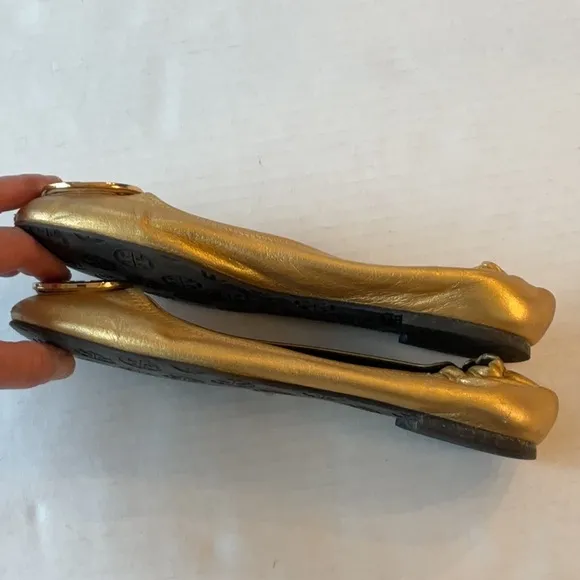 Tory Burch gold ballet flats size 8