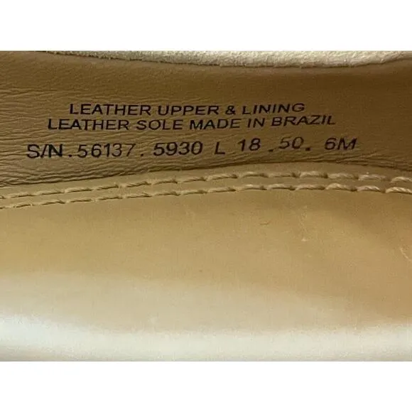 TORY BURCH | Gold Logo Bow Suede Beige Ballet Flats‎ | Size: 6 M