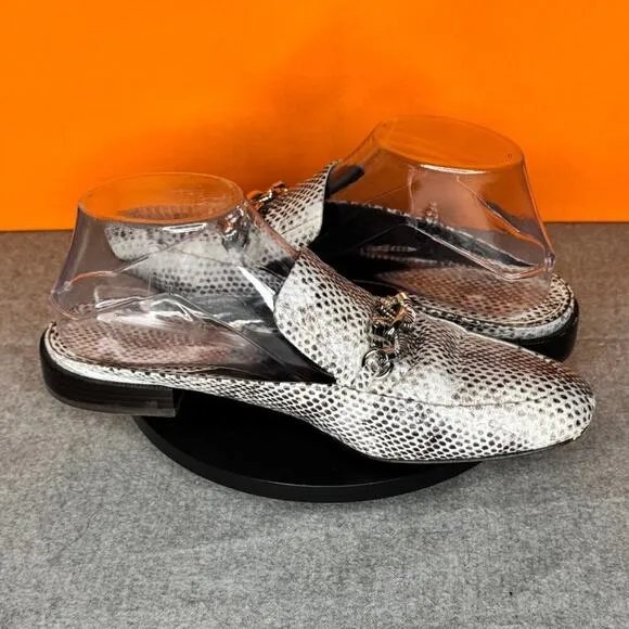 Tory Burch JESSA BACKLESS LOAFER Black White Snake Mule Size 8 M
