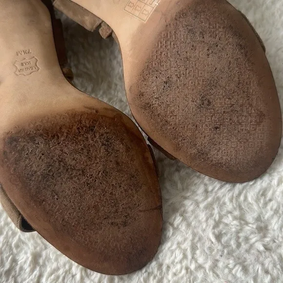 TORY BURCH Leyla Lace Up Suede Cut Out Open Toe Stilettos Heels Size 7.5