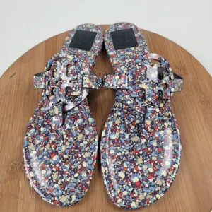 Tory Burch Miller Patent Leather Printed Flip Flops Thong Sandals Women's 11 M