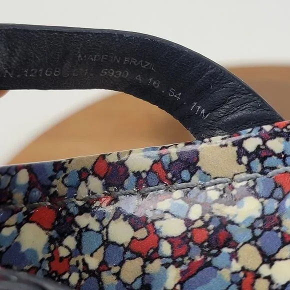 Tory Burch Miller Patent Leather Printed Flip Flops Thong Sandals Women's 11 M
