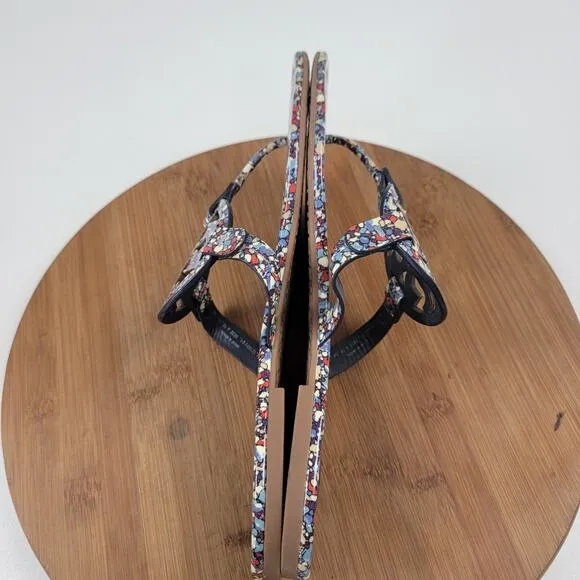 Tory Burch Miller Patent Leather Printed Flip Flops Thong Sandals Women's 11 M