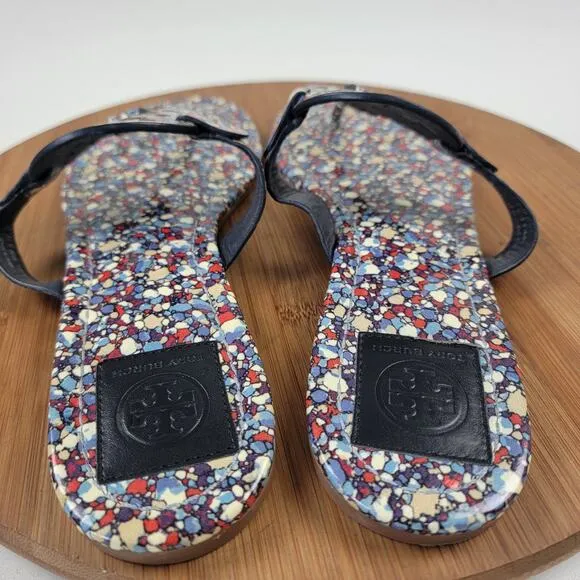 Tory Burch Miller Patent Leather Printed Flip Flops Thong Sandals Women's 11 M