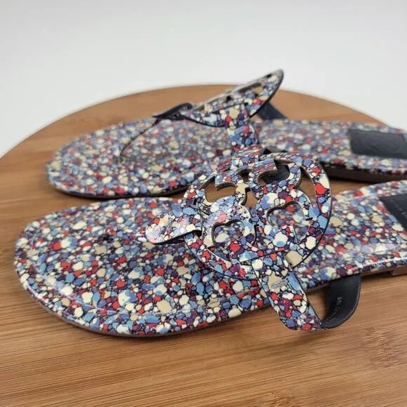 Tory Burch Miller Patent Leather Printed Flip Flops Thong Sandals Women's 11 M