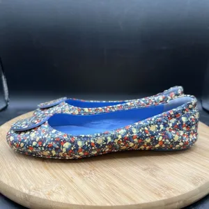 Tory Burch Minnie Women’s Size 7 M Festival Blue Leather Ballet Flats Shoes
