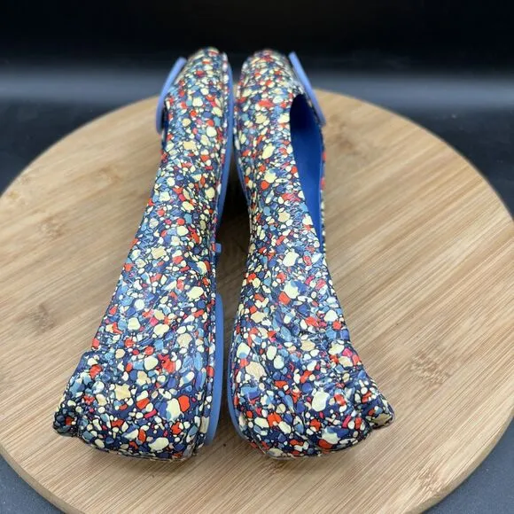 Tory Burch Minnie Women’s Size 7 M Festival Blue Leather Ballet Flats Shoes