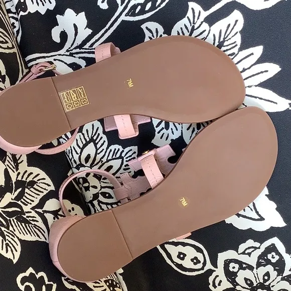Tory Burch Pink and Brown Sandals with Gold Details