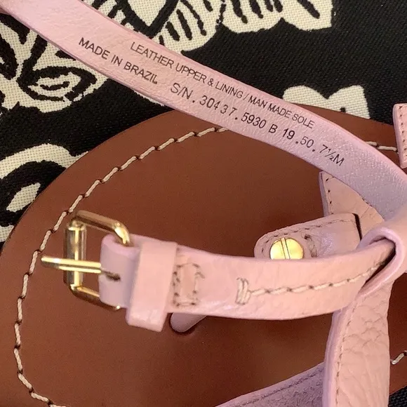 Tory Burch Pink and Brown Sandals with Gold Details