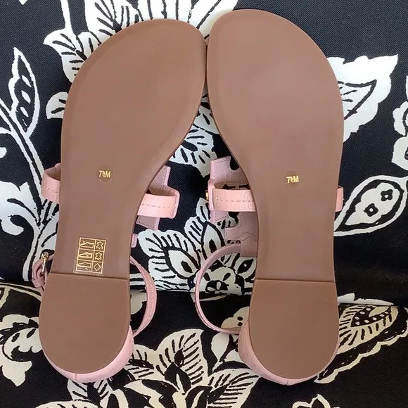 Tory Burch Pink and Brown Sandals with Gold Details