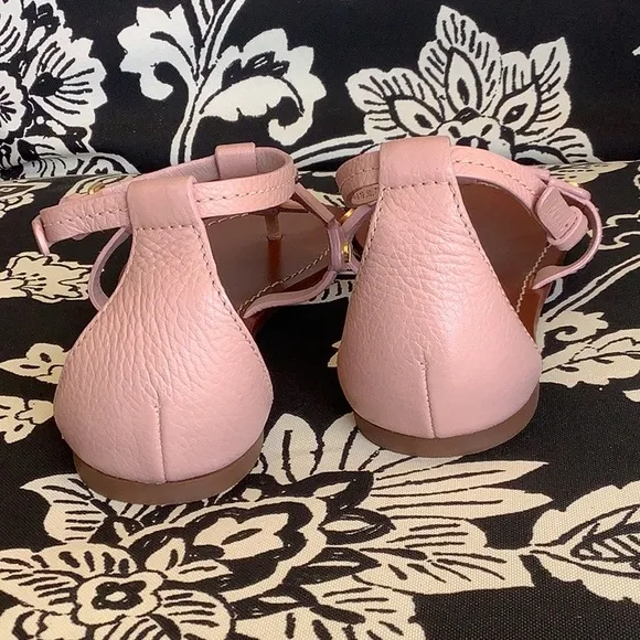 Tory Burch Pink and Brown Sandals with Gold Details