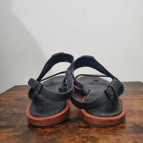 Tory Burch Power Coated Melinda Sandal Size 7 Calf Leather Black