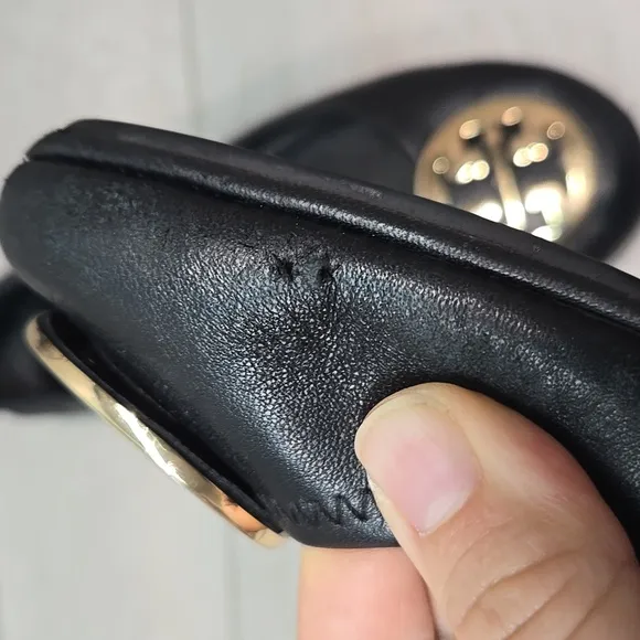 Tory Burch Women Leather Black Ballet Flats Slip On Shoes Sz 8.5M