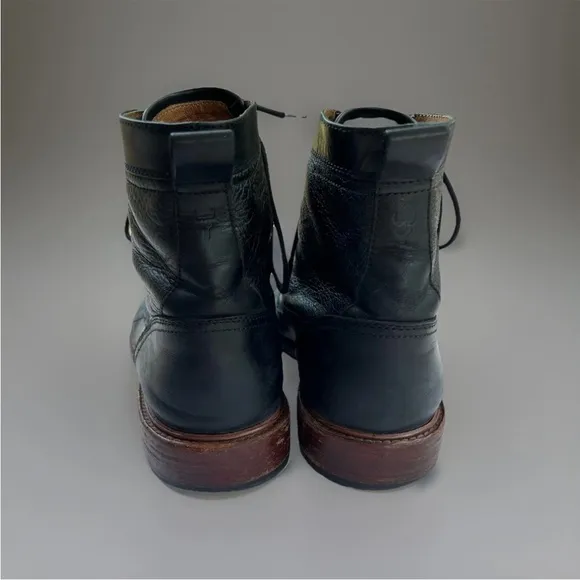 Trask Men Black Leather Combat Casual Biker Boots Size 11
