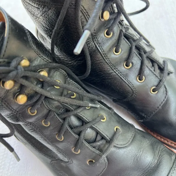 Trask Men Black Leather Combat Casual Biker Boots Size 11