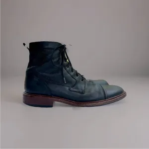 Trask Men Black Leather Combat Casual Biker Boots Size 11