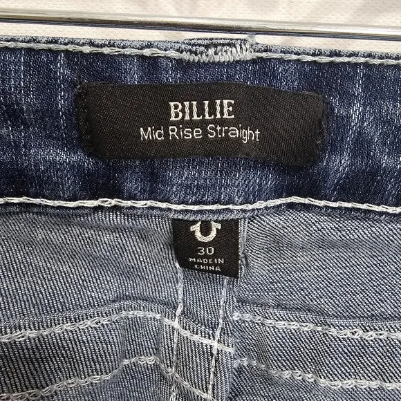 True Religion Billie Mid-Rise Straight  Lace-Up Jean Size 30 Rare