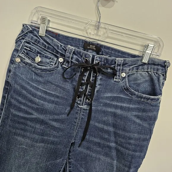 True Religion Billie Mid-Rise Straight  Lace-Up Jean Size 30 Rare