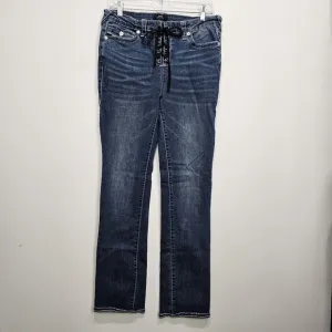 True Religion Billie Mid-Rise Straight  Lace-Up Jean Size 30 Rare
