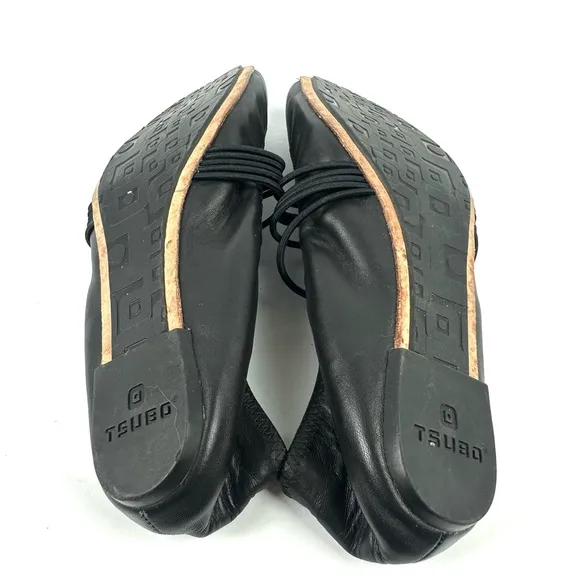 Tsubo Honnor Ballet Flats 8.5 Black Leather Womens Comfort Shoes