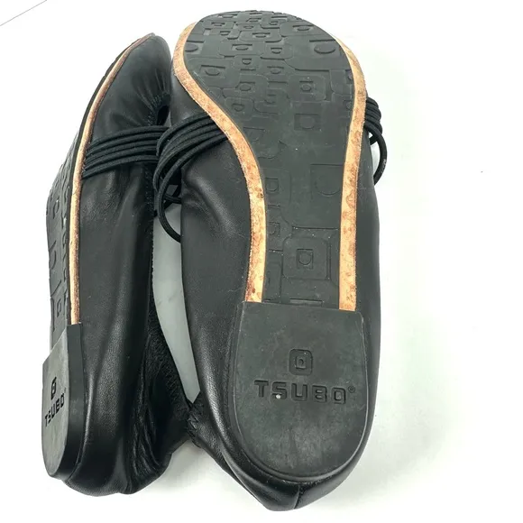 Tsubo Honnor Ballet Flats 8.5 Black Leather Womens Comfort Shoes
