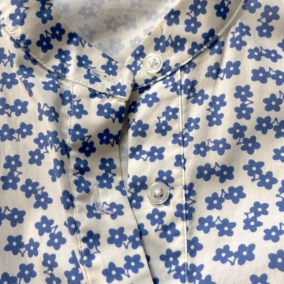 Tuckernuck crisp white dress with blue flowers