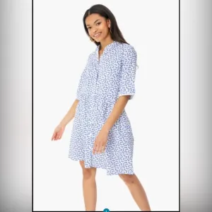 Tuckernuck crisp white dress with blue flowers