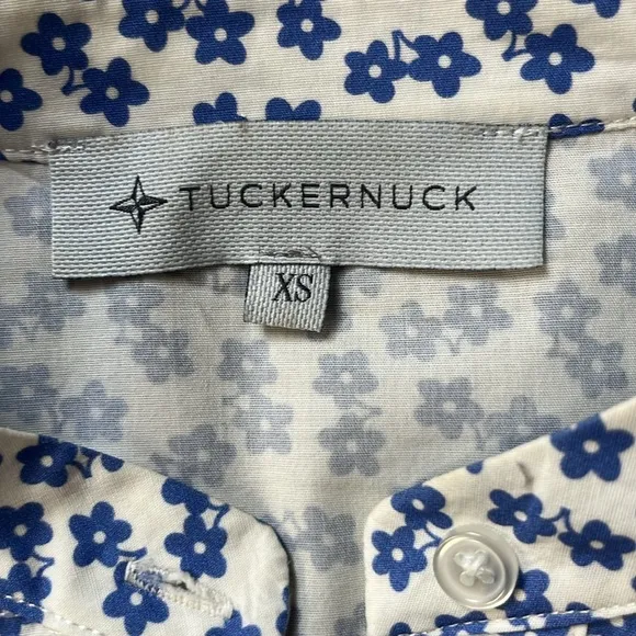 Tuckernuck crisp white dress with blue flowers
