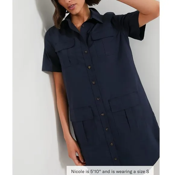 TUCKERNUCK Navy Lightweight Poplin Nala Dress