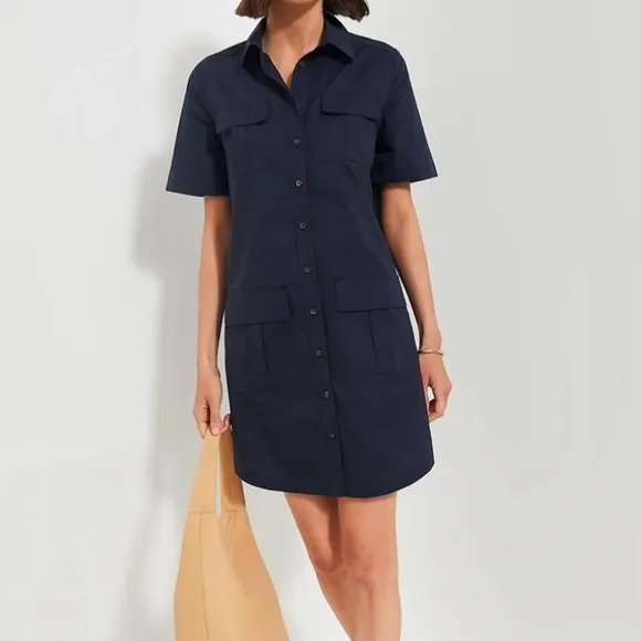 TUCKERNUCK Navy Lightweight Poplin Nala Dress