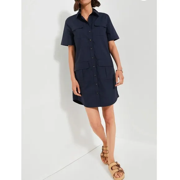 TUCKERNUCK Navy Lightweight Poplin Nala Dress