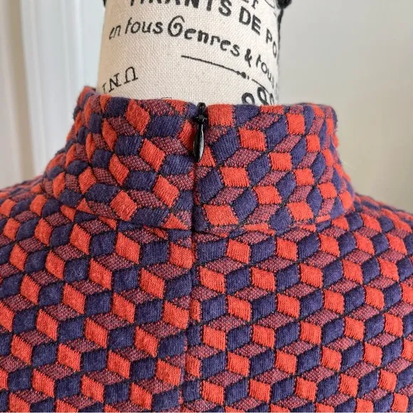 Tuckernuck Textured Geo Shape Shift Dress Burgundy Orange Sz M