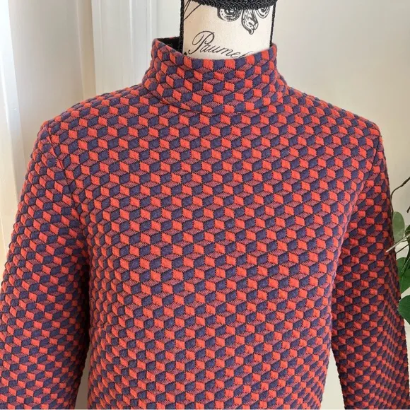 Tuckernuck Textured Geo Shape Shift Dress Burgundy Orange Sz M