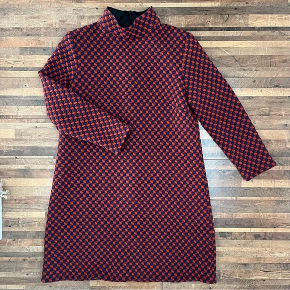 Tuckernuck Textured Geo Shape Shift Dress Burgundy Orange Sz M