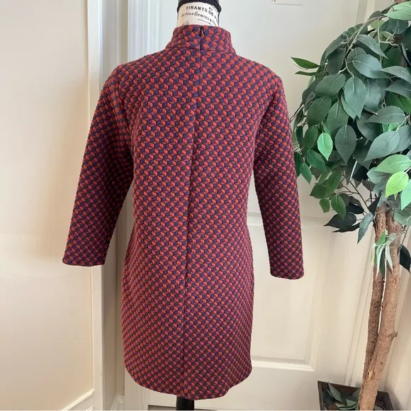 Tuckernuck Textured Geo Shape Shift Dress Burgundy Orange Sz M