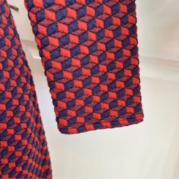 Tuckernuck Textured Geo Shape Shift Dress Burgundy Orange Sz M