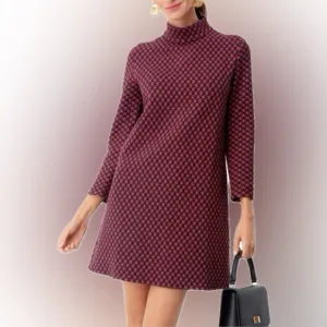 Tuckernuck Textured Geo Shape Shift Dress Burgundy Orange Sz M