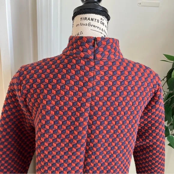 Tuckernuck Textured Geo Shape Shift Dress Burgundy Orange Sz M