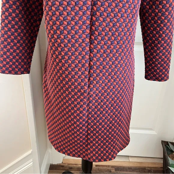 Tuckernuck Textured Geo Shape Shift Dress Burgundy Orange Sz M