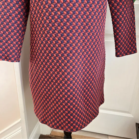 Tuckernuck Textured Geo Shape Shift Dress Burgundy Orange Sz M