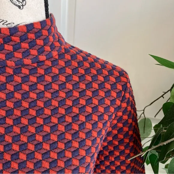 Tuckernuck Textured Geo Shape Shift Dress Burgundy Orange Sz M