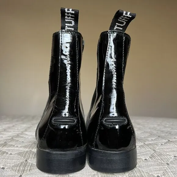 TuffRider Black Patent Leather Chelsea Ankle Boots Booties Women 9 3072 Casual