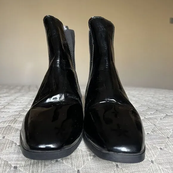 TuffRider Black Patent Leather Chelsea Ankle Boots Booties Women 9 3072 Casual