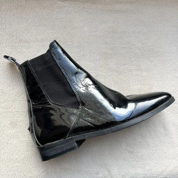 TuffRider Black Patent Leather Chelsea Ankle Boots Booties Women 9 3072 Casual