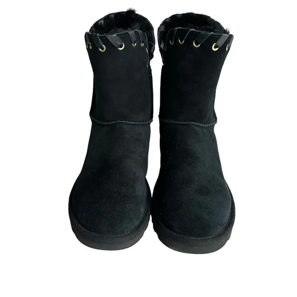UGG Aidah Classic Boots Black Shearling Sheepskin Winter Boots Women’s