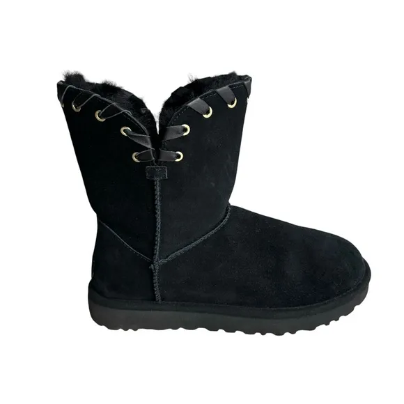 UGG Aidah Classic Boots Black Shearling Sheepskin Winter Boots Women’s