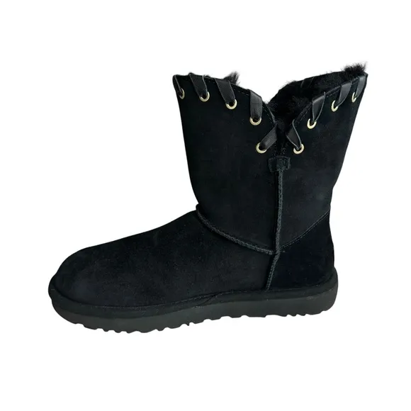 UGG Aidah Classic Boots Black Shearling Sheepskin Winter Boots Women’s