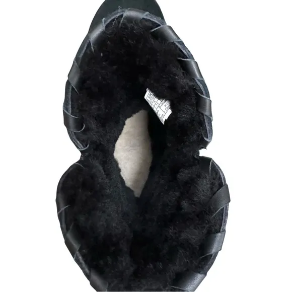 UGG Aidah Classic Boots Black Shearling Sheepskin Winter Boots Women’s